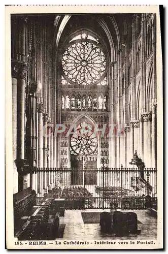 Ansichtskarte AK Reims La Cathedrale Interieur Vers Le Portail