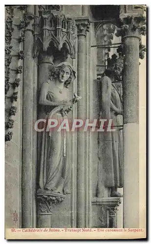 Cartes postales Cathedrale De Reims Transept Nord Eve Caressant Le Serpent