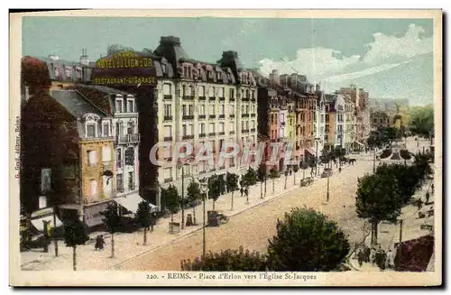 Cartes postales Reims Place D&#39Erlon Vers l&#39Eglise St Jacques Hotel du Lion d&#39or