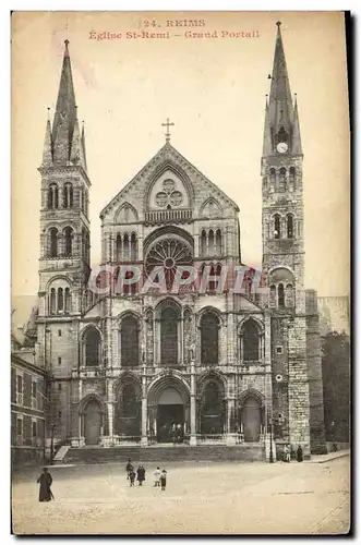 Cartes postales Reims Eglise St Remi Grand Portail