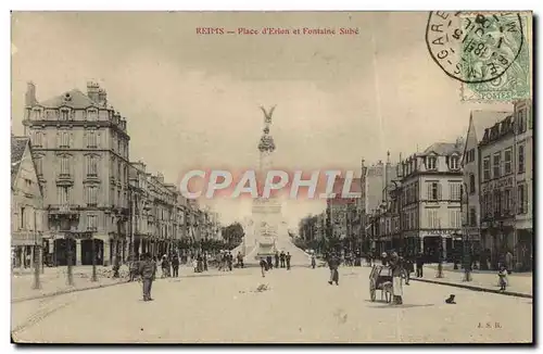 Cartes postales Reims Place D'Erlon Et Fontaine Sube