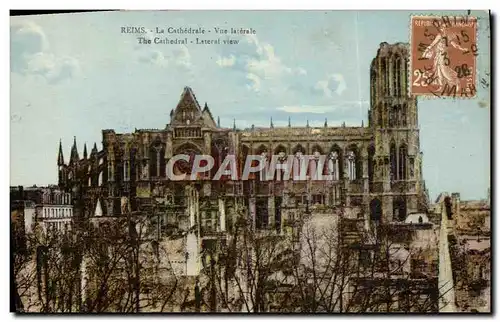 Ansichtskarte AK Reims La Cathedrale Vue Laterale