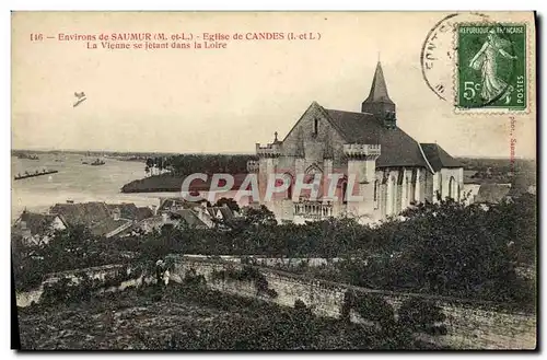 Ansichtskarte AK Environs de Saumur Eglise de Candes La Vienne se jetant dans la Loire