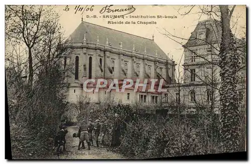 Cartes postales Saumur Institution St Louis Abside de la chapelle Enfants et pretre