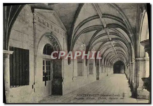 VINTAGE POSTCARD Abbey of Fontevrault Old abbey Cloister Southern Gallery�