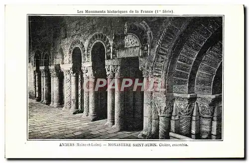 Cartes postales Angers Monastere Saint Aubin Cloitre