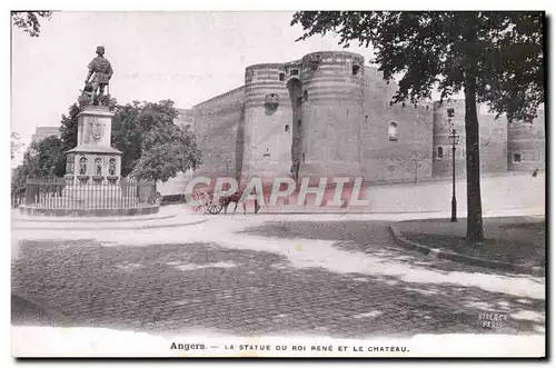 Cartes postales Angers La Statue Du Roi Rene Et Chateau