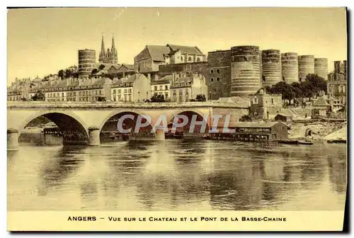 Cartes postales Angers Vue Sur Le Chateau Et Le Pont De La Basse Chaine