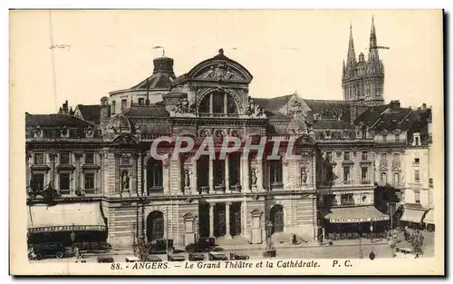 Ansichtskarte AK Angers Le Grand Theatre et la Cathedrale Grand cafe de France