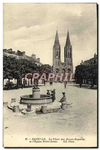 Ansichtskarte AK Saint Lo La Place des Beaux Regards et l&#39Eglise Notre Dame