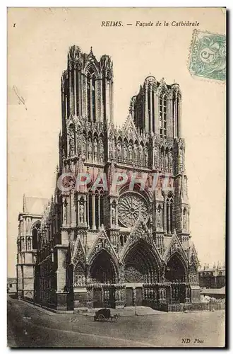 Cartes postales Reims Facade de la Cathedrale