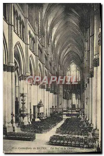 Cartes postales Reims Cathedrale de La nef et le Choeur