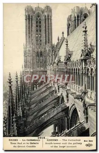 Cartes postales Reims La Cathedrale Tour Sud et la Galerie du grand comble