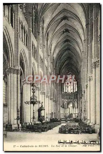 Cartes postales Reims La Cathedrale La nef et le choeur