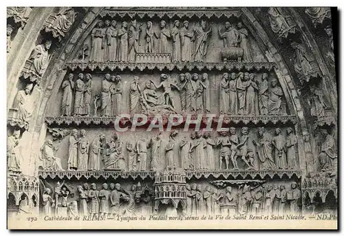 Ansichtskarte AK Reims Cathedrale Tympan du portail Nord scenes de la vie de Saint Remi et Saint Nicaise