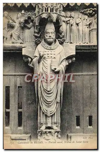 Cartes postales Reims Cathedrale Portail nord Statue de Saint Sixte