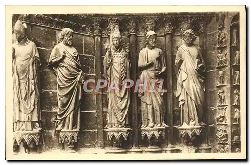 Ansichtskarte AK Reims Cathedrale Ebrasement Nord du porche Sud du grand portail