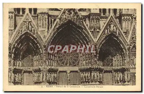 Cartes postales Reims Cathedrale Portail