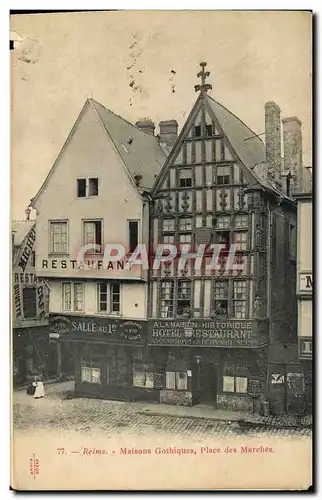 Cartes postales Reims Maisons Gothiques Place des Marches Restaurant