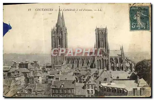 Cartes postales Coutances La Cathedrale A Vol d'Oiseau