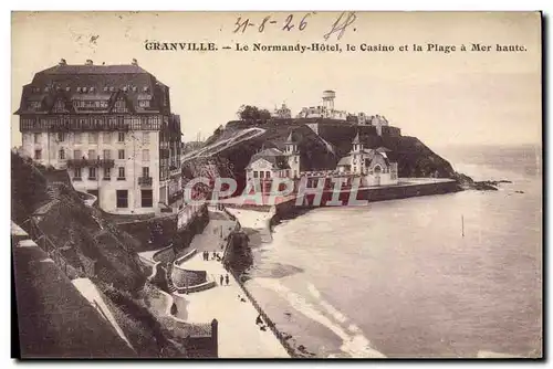 Cartes postales Granville Le Normandy Hotel le Casino et la plage a mer haute