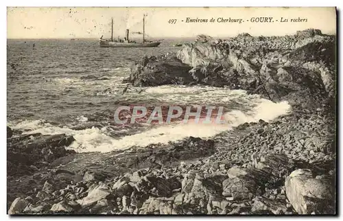 Ansichtskarte AK Environs De Cherbourg Goury Les Rochers Bateau