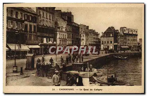 Cartes postales Cherbourg Le Quai De Caligny Texaco