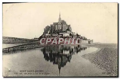 Cartes postales Mont Saint Michel Cote sud Vue Prise A l'Est De La Digue