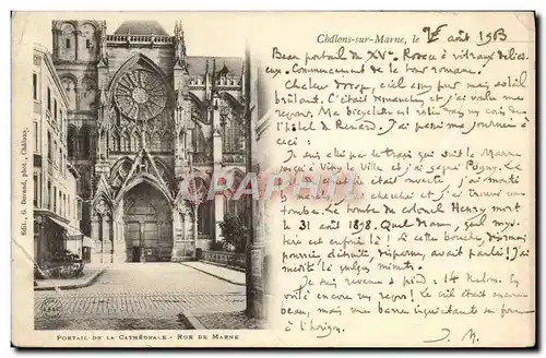 Cartes postales Chalons Sur Marne Le Portail De la Cathedrale Rue De Marne