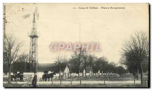 Ansichtskarte AK Camp De Chalons Phare Et Baraquements Militaria