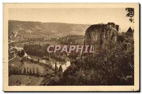 Cartes postales Vallee Du Lot Le Rocher De St Cirq Lapopie Et Le Village De Tour De Faure