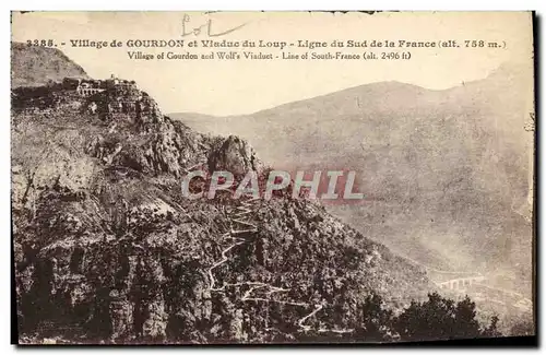Cartes postales Village De Gourdon Et Viaduc Du Loup Ligne Du Sud De La France