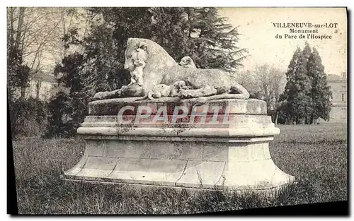 Cartes postales Villeneuve Sur Lot Monument Du Parc De l&#39Hospice Chiens Chiots Lion