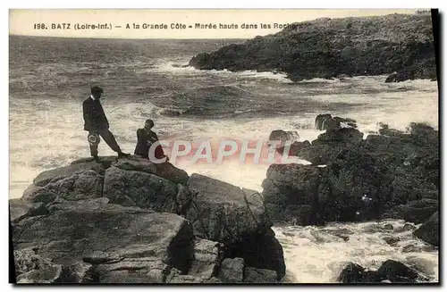 Cartes postales Batz A La Grande Cote Maree Haute Dans Les Rochers