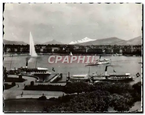 Moderne Karte Geneve La Rade Et Le Mont Blanc