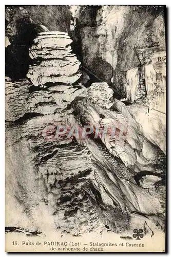 Cartes postales Puits De Padirac Stalagmites Et Cascade De Carbonate De Chaux