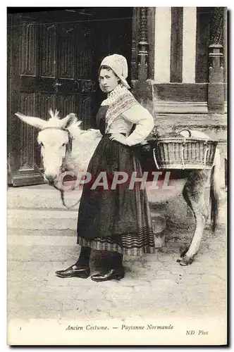 Cartes postales Ancien Costume Paysanne Normande Femme ane Folklore