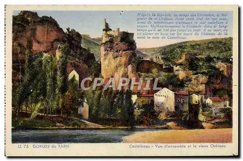 Cartes postales Gorges du Tarn Castelbouc Vue d'Ensemble et le vieux chateau