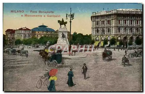 Cartes postales Milano Foro Bonaparte e Monument a Garibaldi