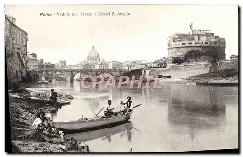 Cartes postales Roma Veduta del Tevere a Castel S Angelo Pecheurs Peche