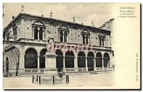 Ansichtskarte AK Verona Piazza Signori e monumento a Dante Allighieri