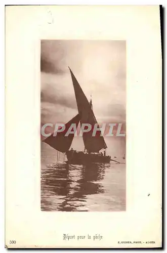 Cartes postales Depart pour la peche Bateau