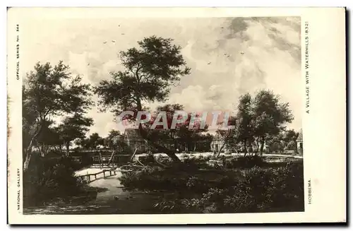 Cartes postales Hobbema A village with watermills