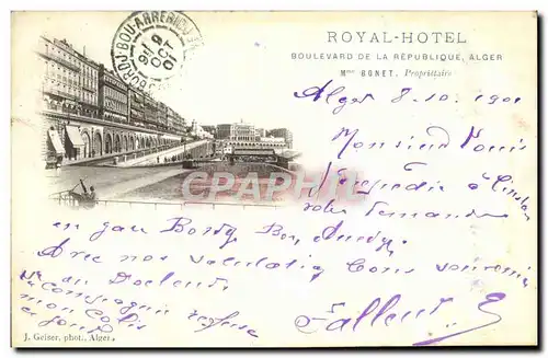 Ansichtskarte AK Royal Hotel Boulevard De La Republique Alger mme Bonet Proprietaire