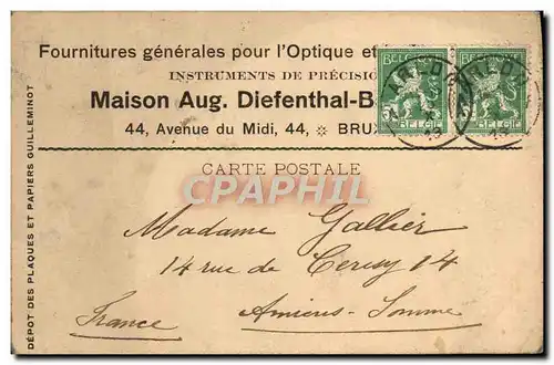 Entier Diefenthal Fournitures generale pour l&#39optique et la Photographie Avenue du Midi Bruxelles