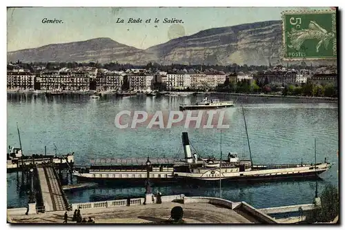 Ansichtskarte AK Geneve La Rade Et Le Saleve Bateau