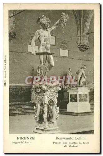 Ansichtskarte AK Firenze Benvenuto Cellini Loggia De Lanzi