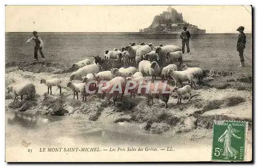 Ansichtskarte AK Le Mont Saint Michel Les Pres Sales Des Greves Bergers et moutons