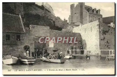Cartes postales Le Mont Saint Michel L'Entree Du Mont A Maree Haute
