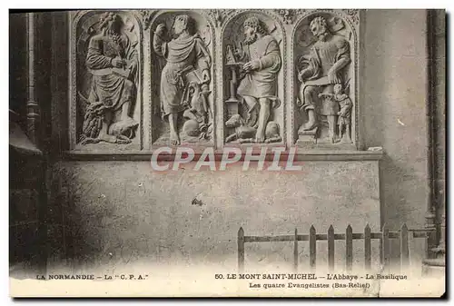 Ansichtskarte AK Le Mont St Michel VL&#39Abbaye La Basilique Les Quatre Evangelistes Bas relief